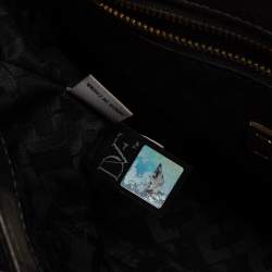 Pre Owned Diane Von Furstenberg Metallic Grey Lizard Embossed Leather and Leather Mini 440 Shoulder Bag