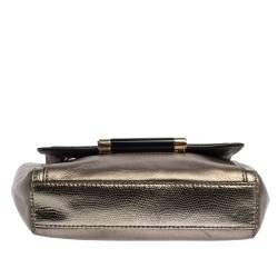 Pre Owned Diane Von Furstenberg Metallic Grey Lizard Embossed Leather and Leather Mini 440 Shoulder Bag