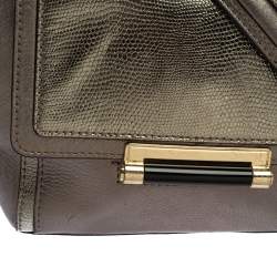 Pre Owned Diane Von Furstenberg Metallic Grey Lizard Embossed Leather and Leather Mini 440 Shoulder Bag
