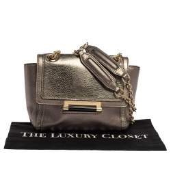 Pre Owned Diane Von Furstenberg Metallic Grey Lizard Embossed Leather and Leather Mini 440 Shoulder Bag