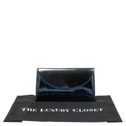 Pre Owned Diane Von Furstenberg Metallic Blue Patent Leather Clutch