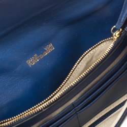 Pre Owned Diane Von Furstenberg Metallic Blue Patent Leather Clutch