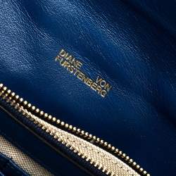 Pre Owned Diane Von Furstenberg Metallic Blue Patent Leather Clutch