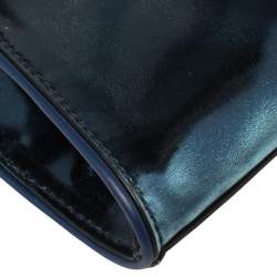 Pre Owned Diane Von Furstenberg Metallic Blue Patent Leather Clutch
