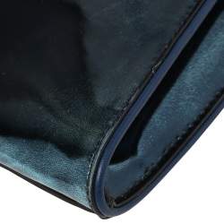Pre Owned Diane Von Furstenberg Metallic Blue Patent Leather Clutch