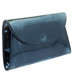 Pre Owned Diane Von Furstenberg Metallic Blue Patent Leather Clutch