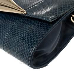 Pre Owned Diane Von Furstenberg Blue Snakeskin Carolina Lips Crossbody Bag