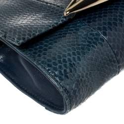 Pre Owned Diane Von Furstenberg Blue Snakeskin Carolina Lips Crossbody Bag