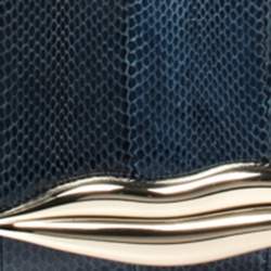 Pre Owned Diane Von Furstenberg Blue Snakeskin Carolina Lips Crossbody Bag