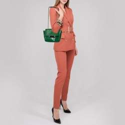 Pre Owned Diane Von Furstenberg Green Croc Embossed and Leather Shoulder Bag