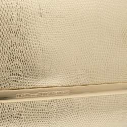 Pre Owned Diane Von Furstenberg Metallic Gold Lizard Embossed Leather Chain Clutch