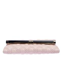 Pre Owned Diane Von Furstenberg Salmon Pink Quilted Leather 440 Flap Clutch