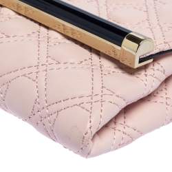 Pre Owned Diane Von Furstenberg Salmon Pink Quilted Leather 440 Flap Clutch