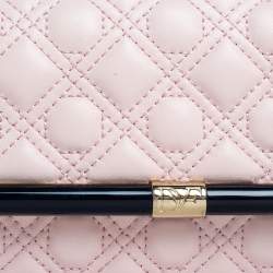 Pre Owned Diane Von Furstenberg Salmon Pink Quilted Leather 440 Flap Clutch