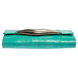 Pre Owned Diane von Furstenberg Blue Lagoon Python and Leather Carolina Lips Shoulder Bag