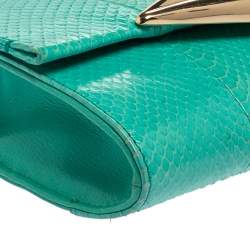 Pre Owned Diane von Furstenberg Blue Lagoon Python and Leather Carolina Lips Shoulder Bag