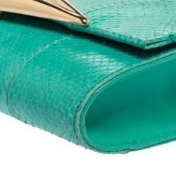 Pre Owned Diane von Furstenberg Blue Lagoon Python and Leather Carolina Lips Shoulder Bag