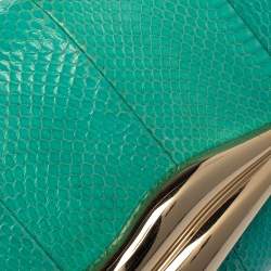 Pre Owned Diane von Furstenberg Blue Lagoon Python and Leather Carolina Lips Shoulder Bag