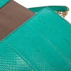 Pre Owned Diane von Furstenberg Blue Lagoon Python and Leather Carolina Lips Shoulder Bag
