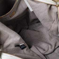 Pre Owned Diane Von Furstenberg White Chainlink Leather Medium Stephanie Hobo