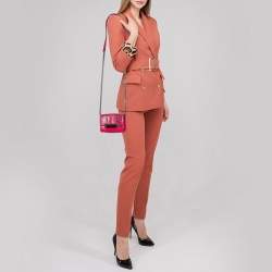 Pre Owned Diane von Furstenberg Pink Leather and Python Mini Highline Micro Crossbody Bag