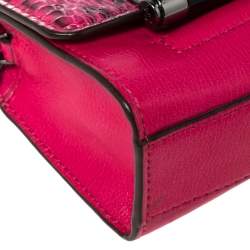 Pre Owned Diane von Furstenberg Pink Leather and Python Mini Highline Micro Crossbody Bag