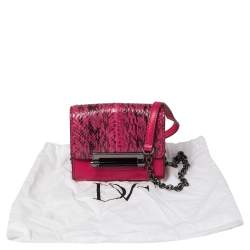 Pre Owned Diane von Furstenberg Pink Leather and Python Mini Highline Micro Crossbody Bag