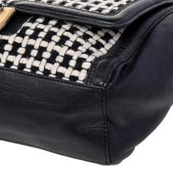 Diane von Furstenberg Black Leather And Fabric Shoulder Bag
