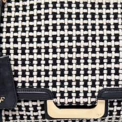 Diane von Furstenberg Black Leather And Fabric Shoulder Bag