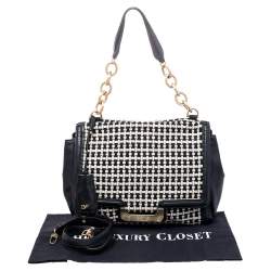 Diane von Furstenberg Black Leather And Fabric Shoulder Bag