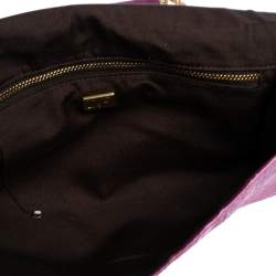 Pre Owned Diane von Furstenberg Pink Snakeskin and Leather Carolina Lips Chain Clutch