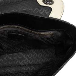 Diane Von Furstenberg Black/Cream Leather and Watersnake Highline Shoulder Bag