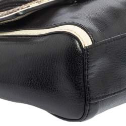Diane Von Furstenberg Black/Cream Leather and Watersnake Highline Shoulder Bag