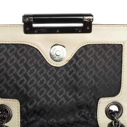 Diane Von Furstenberg Black/Cream Leather and Watersnake Highline Shoulder Bag