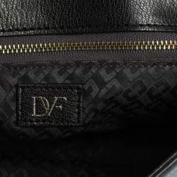 Diane Von Furstenberg Black/Cream Leather and Watersnake Highline Shoulder Bag