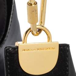 Pre Owned Diane Von Furstenberg Black Leather and Suede Moon Whisky Hobo