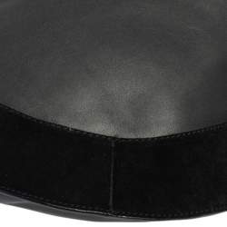 Pre Owned Diane Von Furstenberg Black Leather and Suede Moon Whisky Hobo