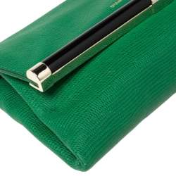 Pre Owned Diane von Furstenberg Green Lizard Embossed Leather 440 Envelope Clutch