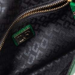 Pre Owned Diane von Furstenberg Green Lizard Embossed Leather 440 Envelope Clutch