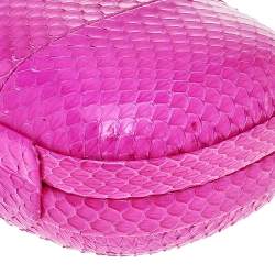 Pre Owned Diane von Furstenberg Pink Snakeskin Flirty Minaudiere Chain Clutch