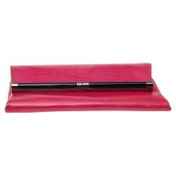 Pre Owned Diane von Furstenberg Pink Lizard Embossed Leather 440 Envelope Clutch