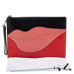 Pre Owned Diane von Furstenberg Multicolor Leather Lip Zip Pouch