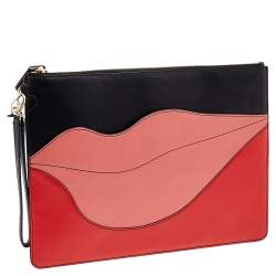 Pre Owned Diane von Furstenberg Multicolor Leather Lip Zip Pouch