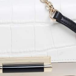 Pre Owned Diane Von Furstenberg Croc Embossed Leather Shoulder Bag