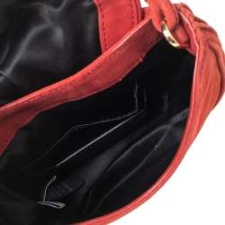 Pre Owned Diane von Furstenberg Red Nubuck Leather Bullseye Crossbody Bag