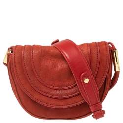 Pre Owned Diane von Furstenberg Red Nubuck Leather Bullseye Crossbody Bag