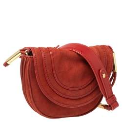 Pre Owned Diane von Furstenberg Red Nubuck Leather Bullseye Crossbody Bag