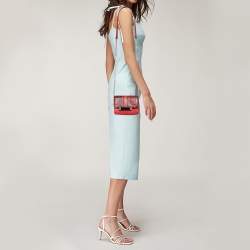 مملوكة مسبقًا Diane von Furstenberg Red Python Effect and Leather Mini Micro Highline Crossbody Bag