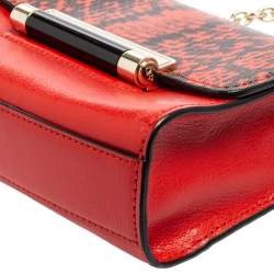مملوكة مسبقًا Diane von Furstenberg Red Python Effect and Leather Mini Micro Highline Crossbody Bag