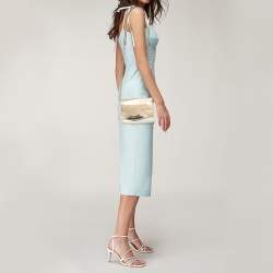 Pre Owned Diane von Furstenberg Gold/Off White Leather Flirty Lips Mini Crossbody Bag